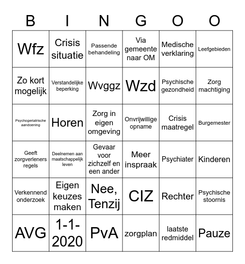 Bingo WER Leefgebied Financiën Bingo Card