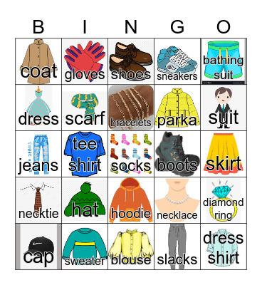 Clothes Bingo Card