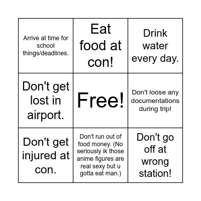 Safety bingo. Bingo Card