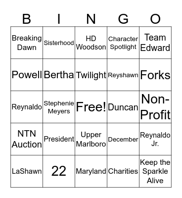LaShawn Birthday Party Bingo Card