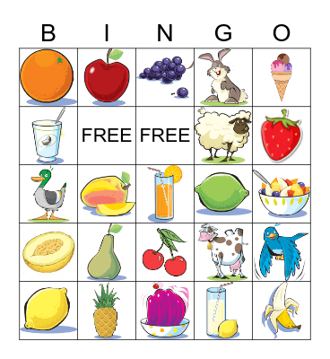 fruits and foods Bingo Card