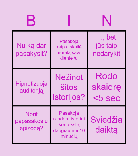 Gailienės bingo Card