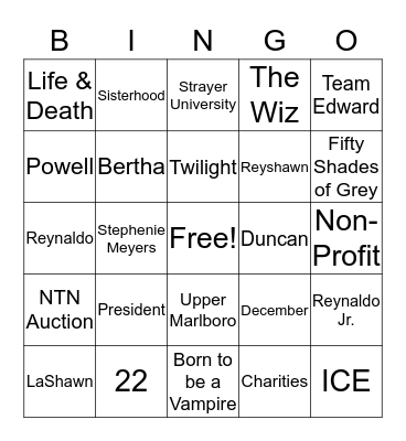 LaShawn Birthday Party Bingo Card
