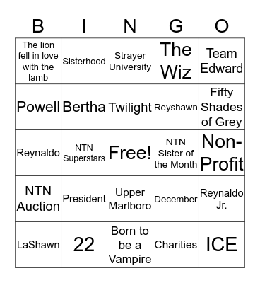 LaShawn Birthday Party Bingo Card