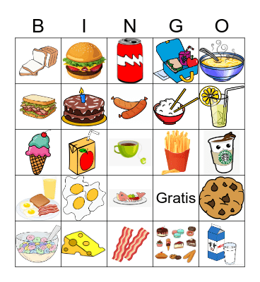 La Comida parte 2 Bingo Card