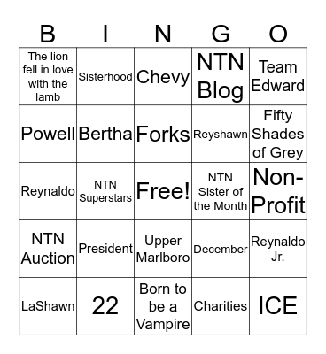 LaShawn Birthday Party Bingo Card
