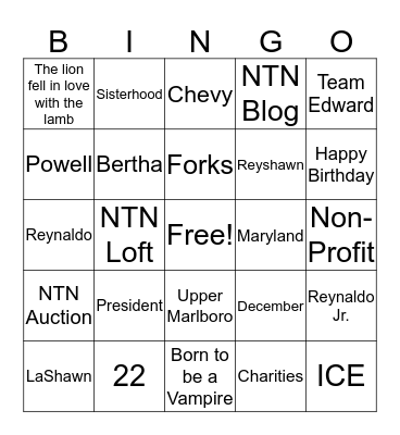 LaShawn Birthday Party Bingo Card