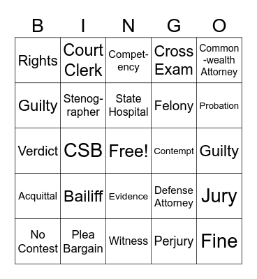 Competency Bingo Card