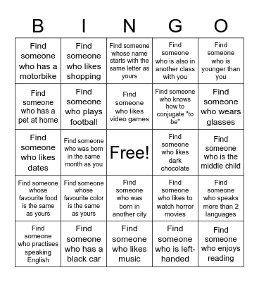 Find someone who... Bingo Card