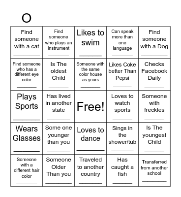 Who's In Our Class? Bingo Card