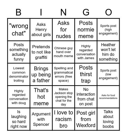 Michael Bingo Card