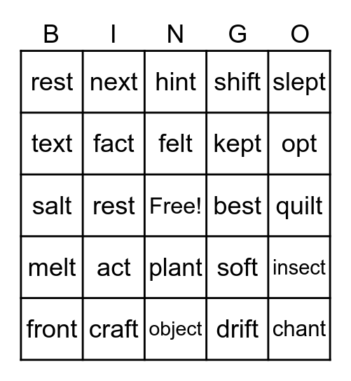 T-blends Bingo Card