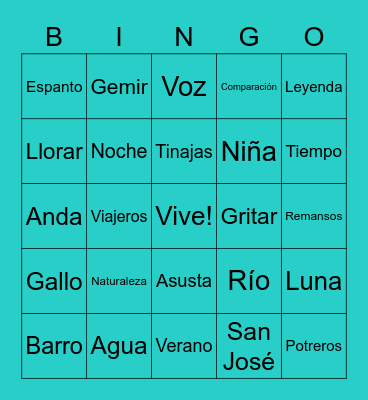La Llorona Bingo Card