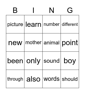 WG Sight Words Qtr 4 modules 8/9/10 Bingo Card