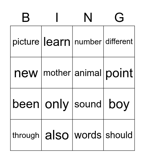WG Sight Words Qtr 4 modules 8/9/10 Bingo Card