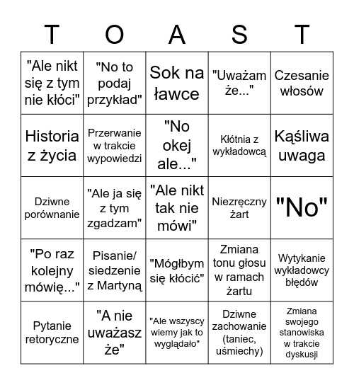 Patrick Bingo Card