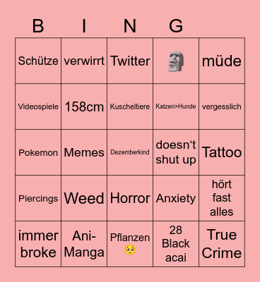 MINXIS Bingo Card