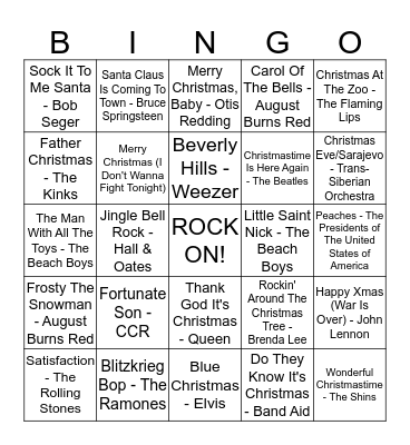 ROCK & ROLL BINGO Card