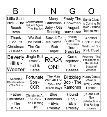 ROCK & ROLL BINGO Card