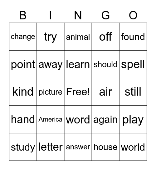 Sight Word Bingo 175-200 Bingo Card