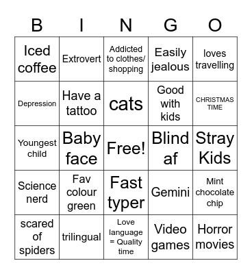 Suzy Bingo Card