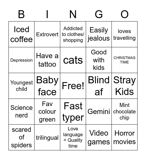 Suzy Bingo Card