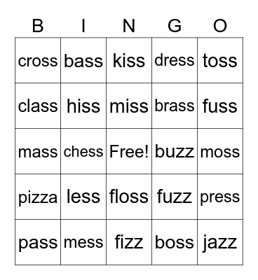 SS & ZZ BINGO! Bingo Card