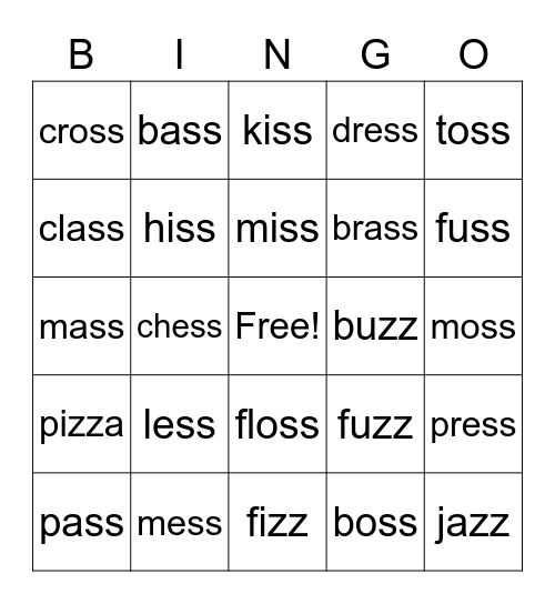 SS & ZZ BINGO! Bingo Card