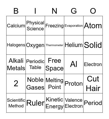 Science Bingo Card