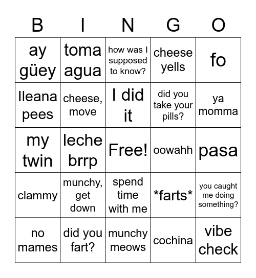 Casa Bingo Card