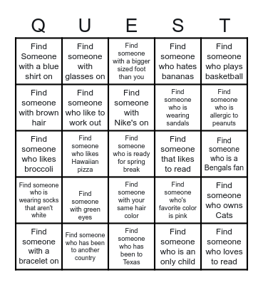 SSAC Quest Bingo Card