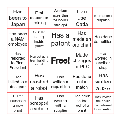 PAINT PE BINGO Card