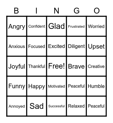E  M  O  T  I  O  N  S Bingo Card