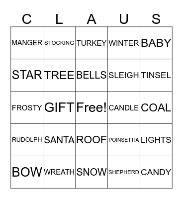 CHRISTMAS BINGO Card