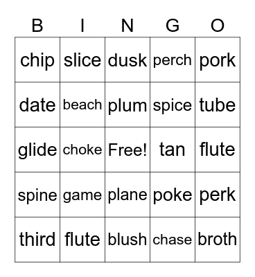 2nd Grade Bingo Card