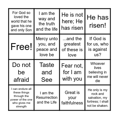 Bible Bingo Card