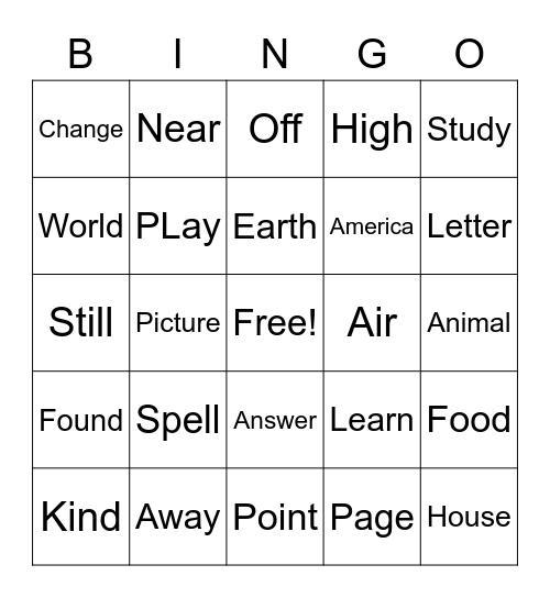 Untitled Bingo Card