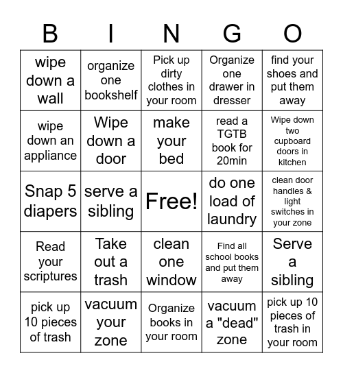 Spring Cleaning Bingo! Bingo Card