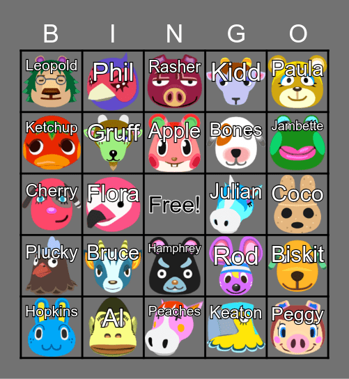 Villager Hunt Bingo Card