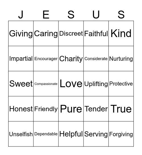 Jesus Bingo Card