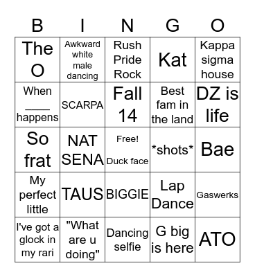 Kenzie snap story Bingo Card