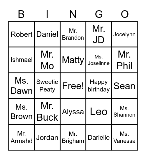 Alyssa B-Day Bingo Card