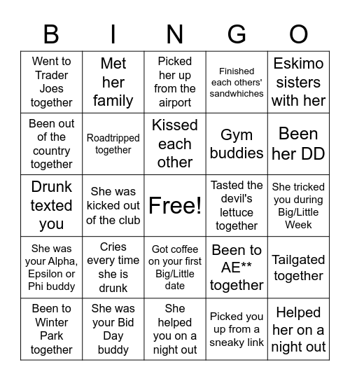 Big Appreciation Night Bingo Card