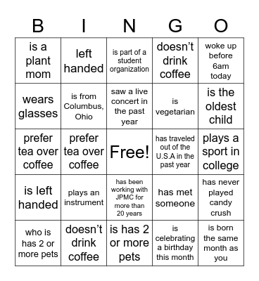 Someone Who Bingo Card