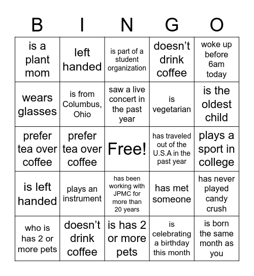 Someone Who Bingo Card