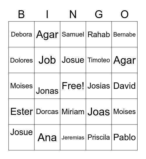 PERSONAJES DE LA BIBLIA Bingo Card