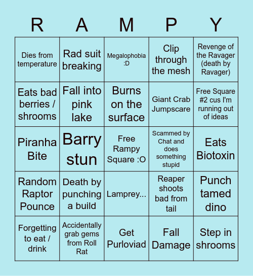 Rampy Abb Death Bingo Card