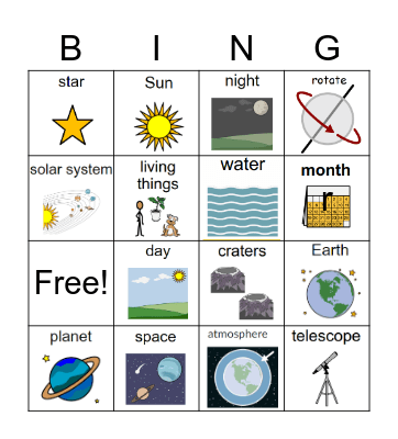 Our Solar System Bingo Card