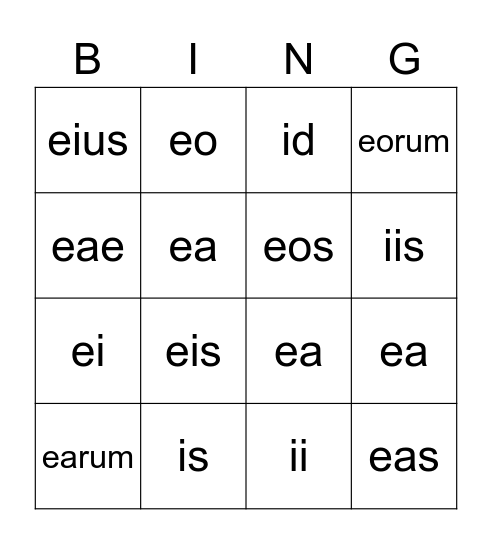 is ea id Bingo Card