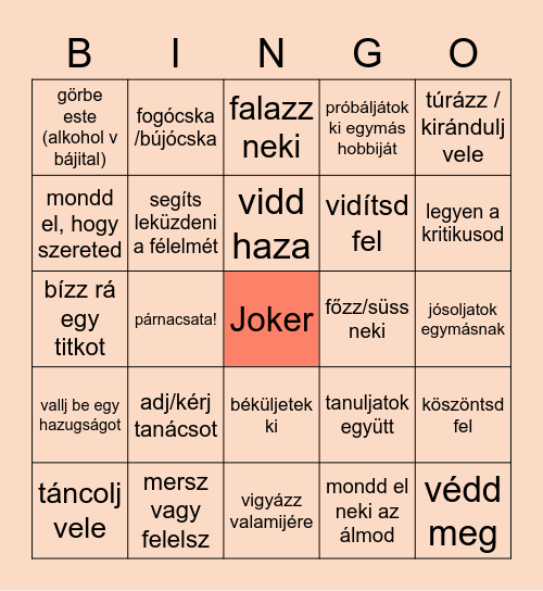 Kapcsolat: azok, akik fontosak Bingo Card